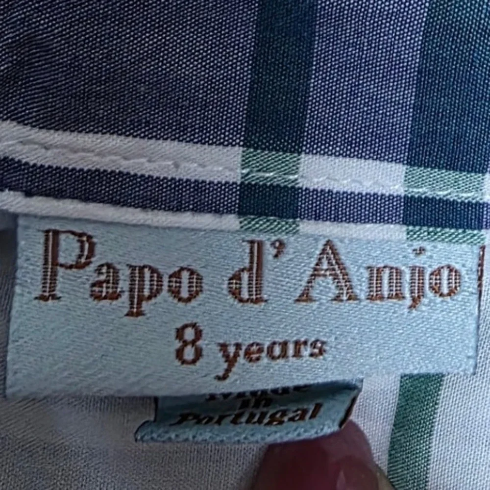Papo d'Anjo Boys Plaid Long Sleeve‎ Button Up Shirt Sz 8 Years Preppy Cowboy